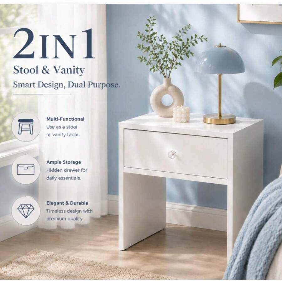 Furniture Hardware China - 2-in-1 opbergkruk & nachtkastje, verborgen lade-organizer