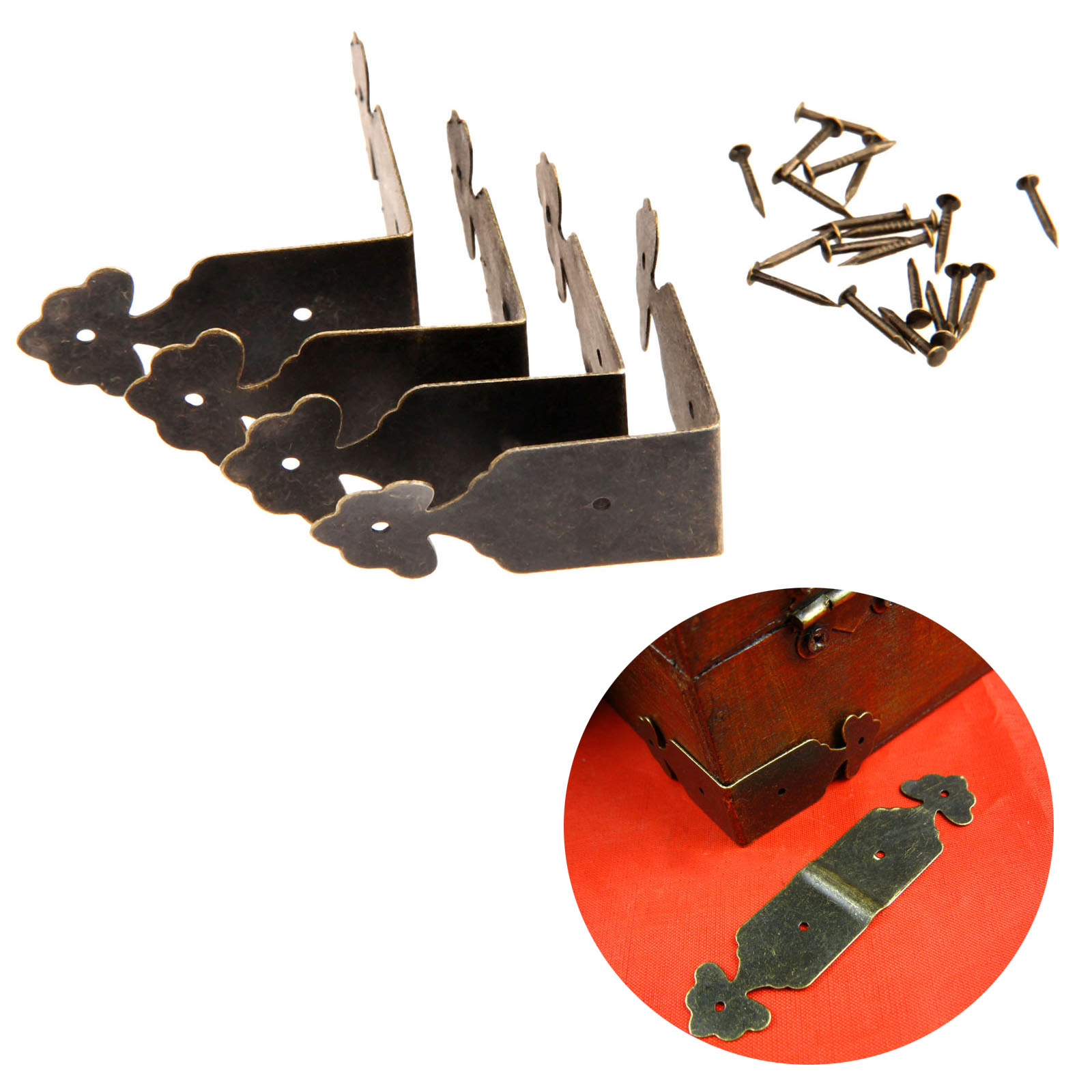Furniture Hardware Antique - 4 Stuks Decoratieve Hoekbeschermers Ijzer Bloem