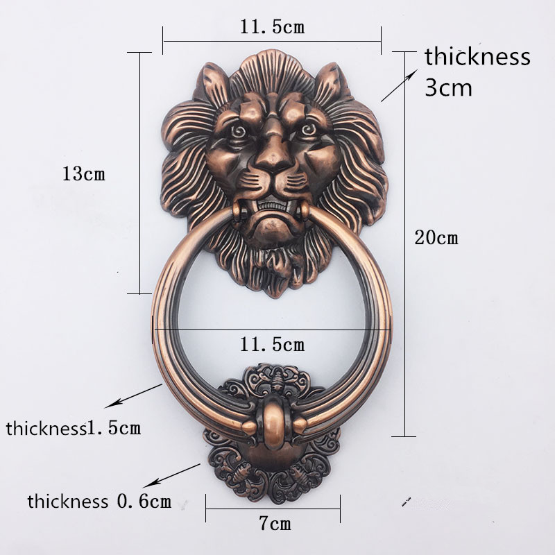 Furniture Hardware Antique - Antiek bronzen deurklink met leeuwenkop, houten