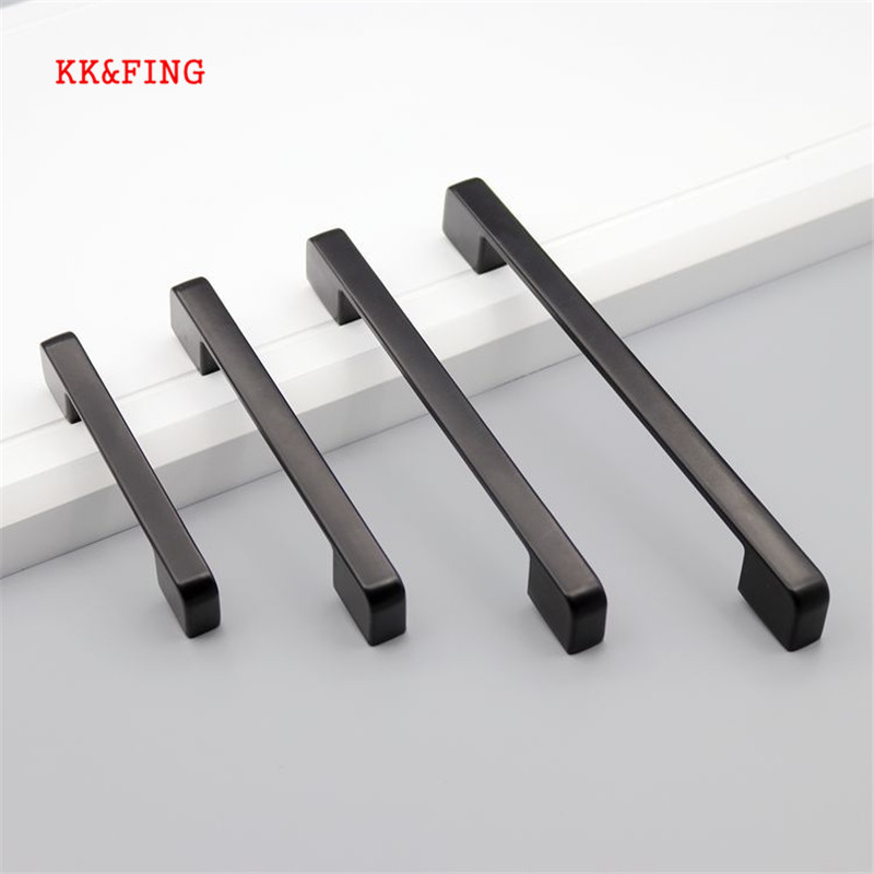Furniture Hardware Factory - KK&FING Amerikaanse stijl zwarte aluminium kasthandvatten