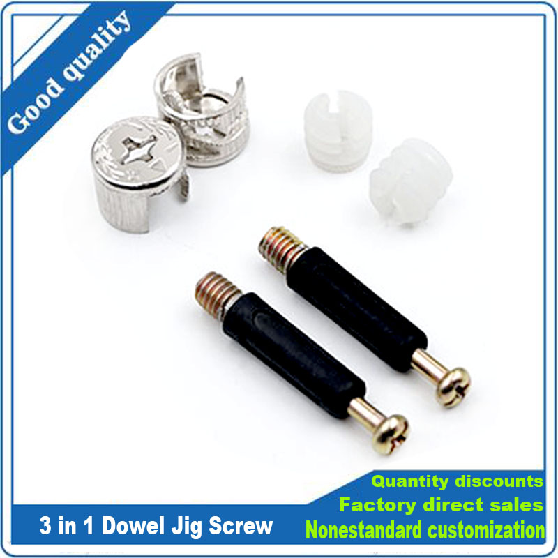 Furniture Hardware Screws - 3-in-1 deuveljig schroef meubelverbindingsset excentrische wielmoer